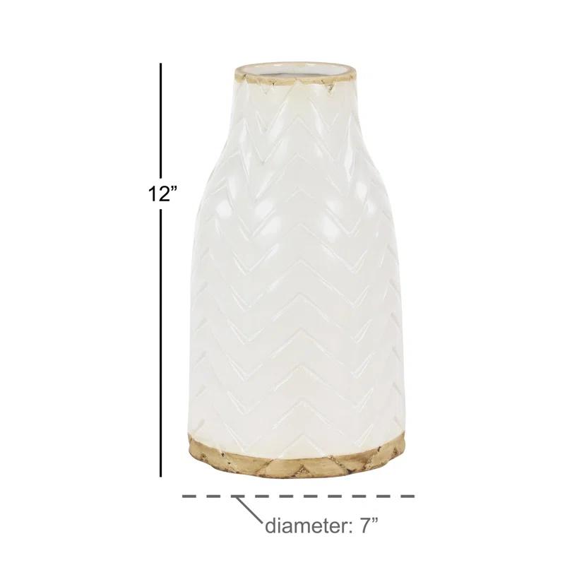Porcelain Ceramic Decorative Vase with Brown Base