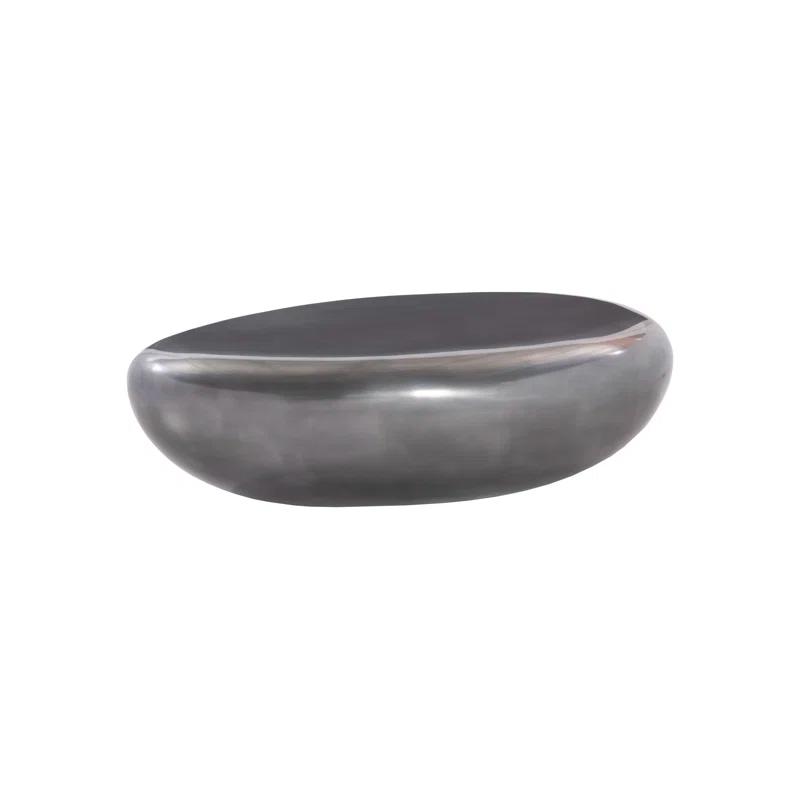 Polished Aluminum River Stone Solid Coffee Table