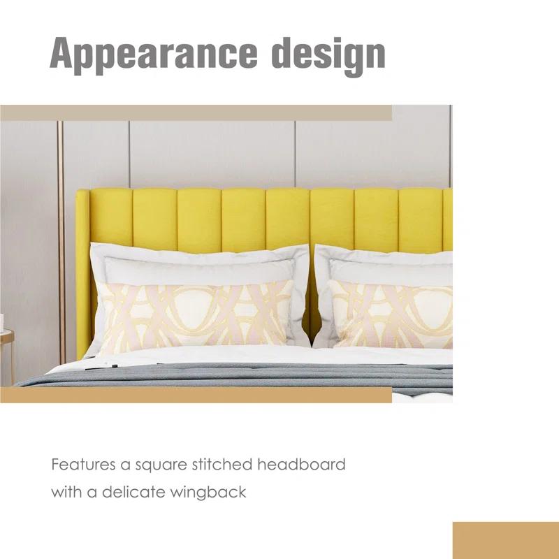 Wade Logan® Eriksay Low Profile Upholstered Platform Bed with Wingback Headboard