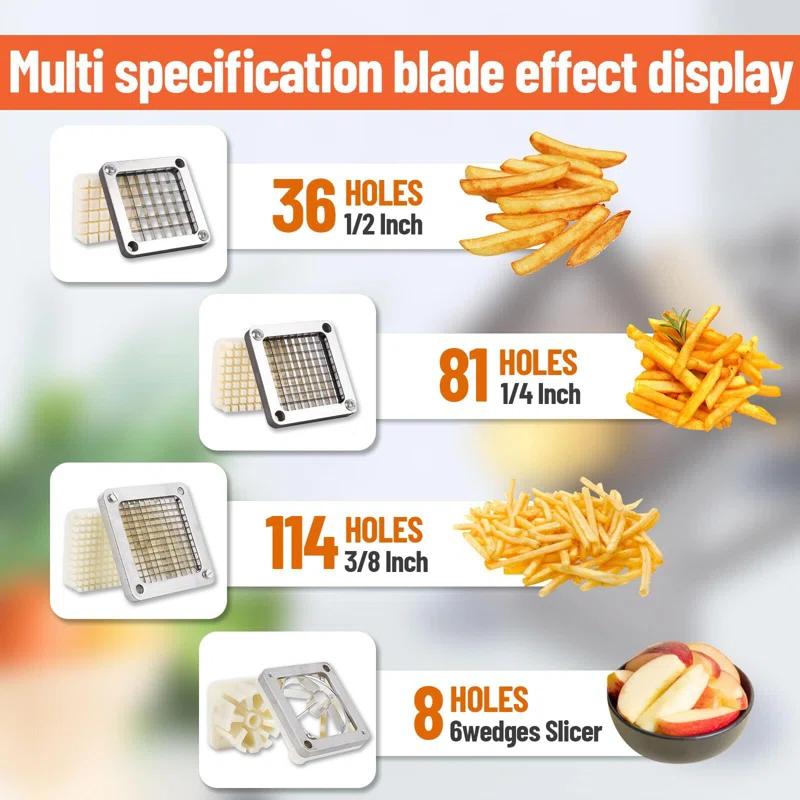 Zstar Commercial Vegetable Chopper, 1/2", 1/4", 3/8", 4 Replacement Blades