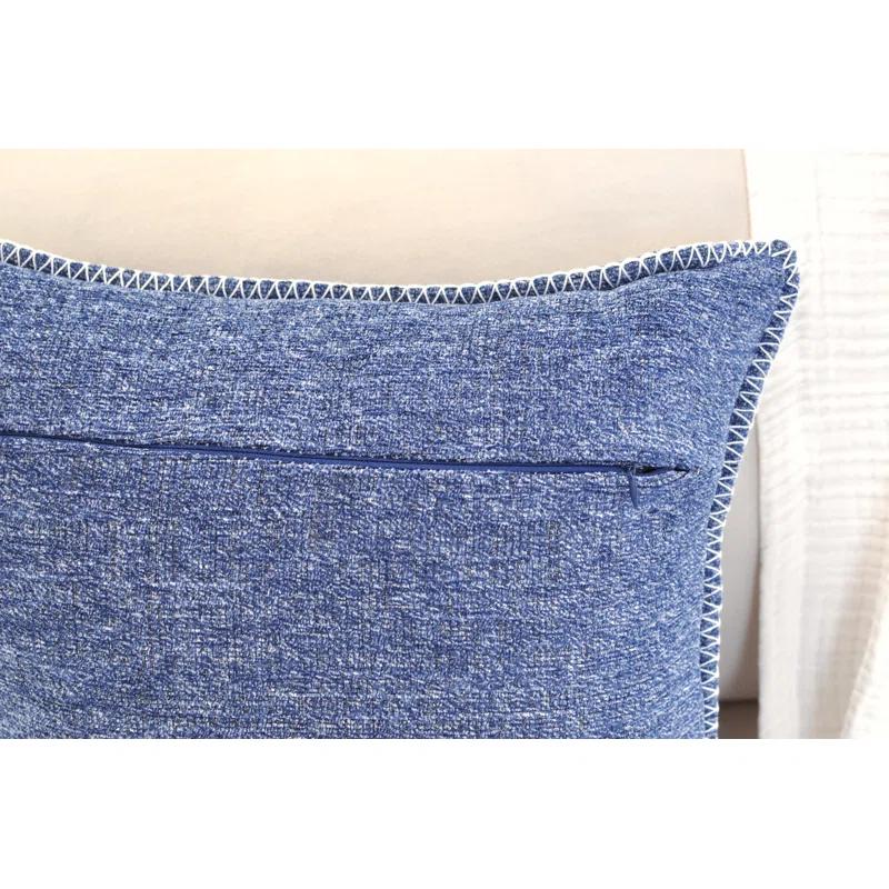 Oveesha Tassel Soft Chenille Throw Pillow Covers With Stitched Edge (Set of 2)