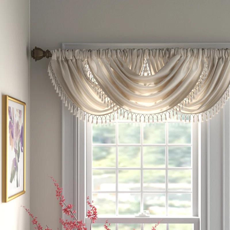 Madison Park Elena Faux Silk Waterfall Embellished 38'' W Window Valance