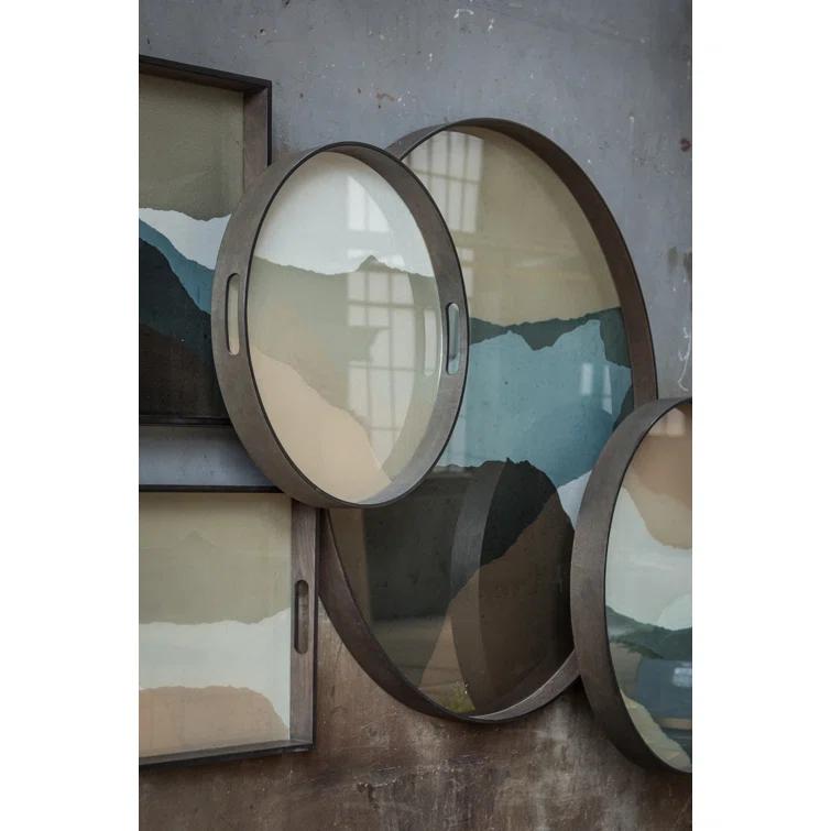 Wabi Sabi Graphite Round Glass Tray with Autumn Tones