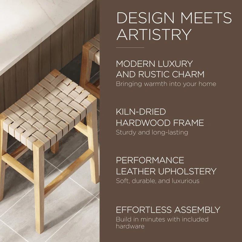 Maven Lane Maven Lane Emerson Kitchen Stool with Vegan Leather Upholstery