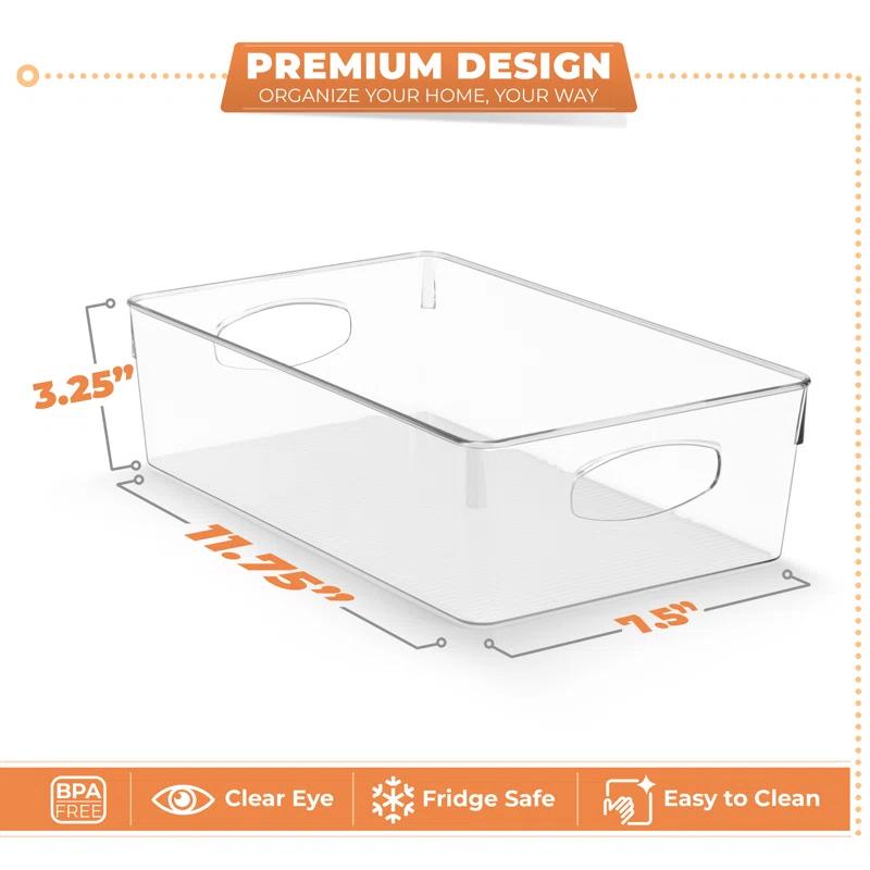 Sorbus Sorbus 10 Pack Narrow Clear Plastic Storage Bins with Handles for Shelves