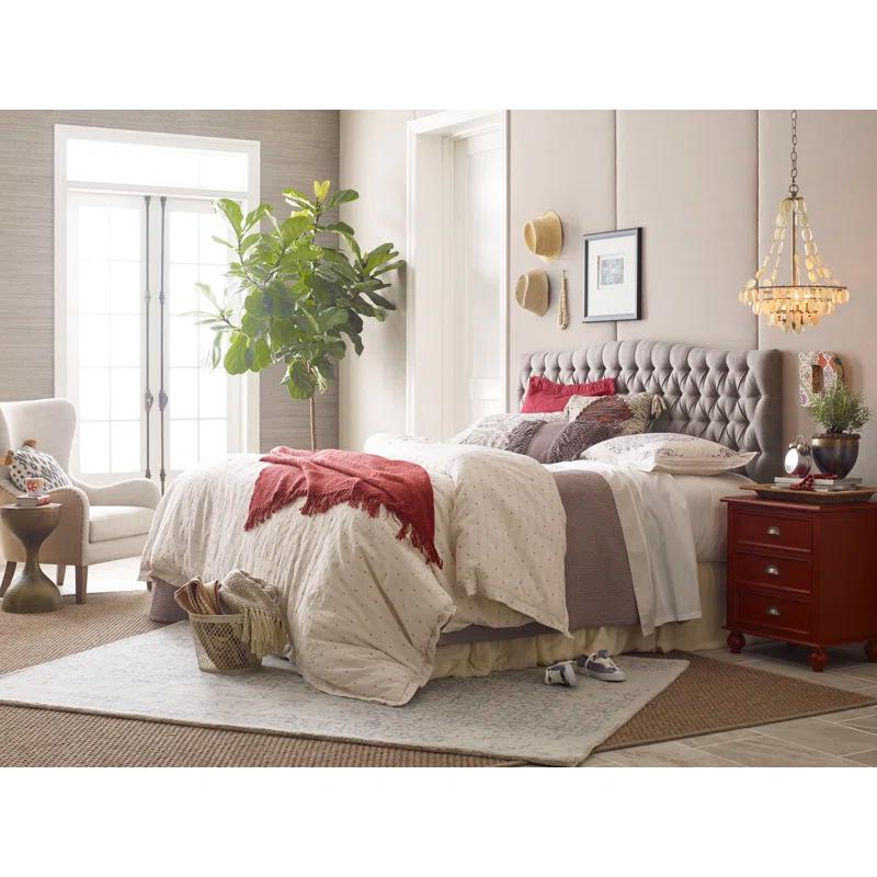 Elle Decor Elle Decor Celeste Tufted Upholstered Padded Headboard with Contemporary Button Tufting