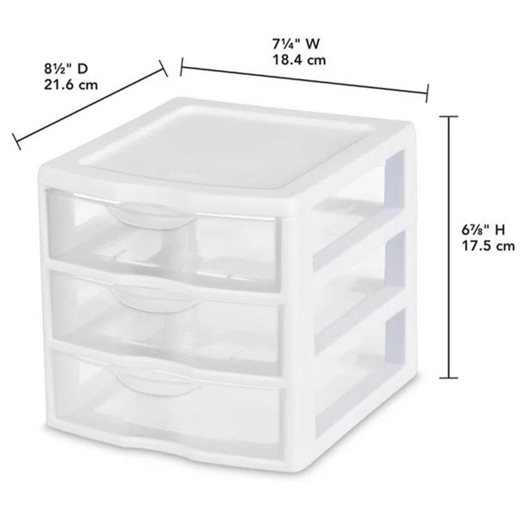 Sterilite Sterilite Clearview Plastic Multipurpose Small 3 Drawer Desktop Storage Organization Unit for Home, Classrooms, or Office Spaces