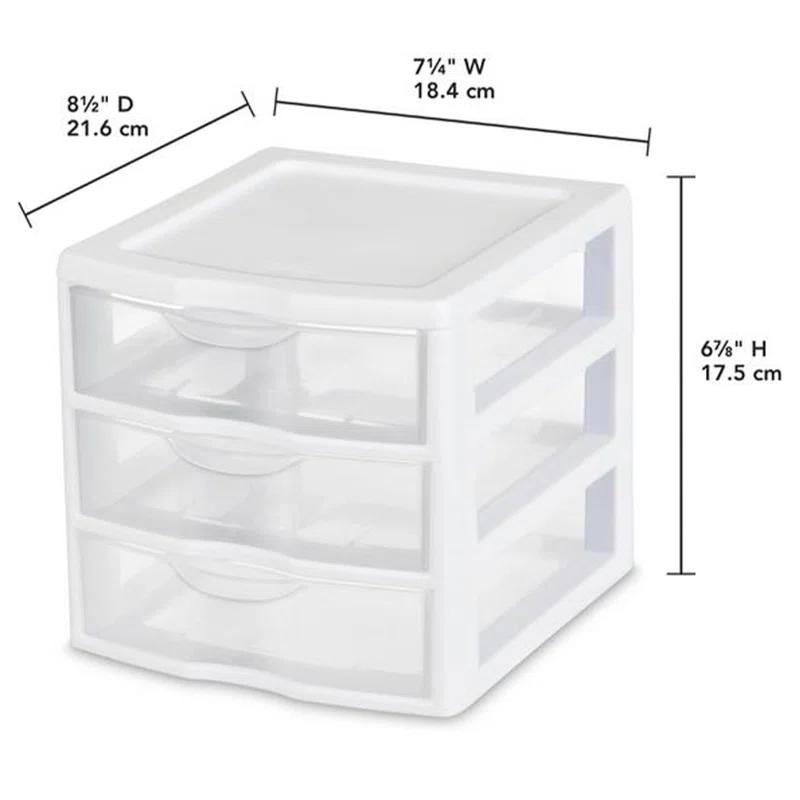 Sterilite Sterilite Clearview Plastic Multipurpose Small 3 Drawer Desktop Storage Organization Unit for Home, Classrooms, or Office Spaces