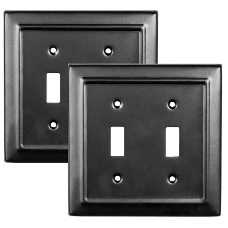 Monarch Abode Architectural 2 - Gang Toggle Light Switch Standard Wall Plate (Set of 2)