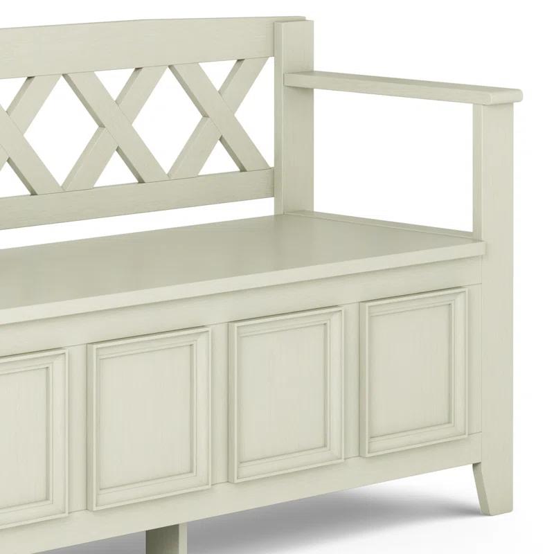 Simpli Home Amherst 48"W Solid Wood Entryway Storage Bench with Lift-Top Lid and Dual Compartments