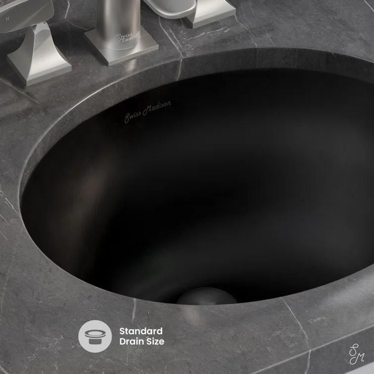 Swiss Madison Monaco 19" Ceramic Undermount Bathroom Sink In Matte Black SM-UM621MB