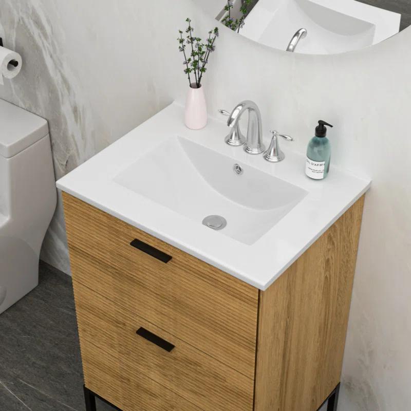 Tech Cube 24"X18" White Rectangular Single Vanity Top With Overflow(Sink Only) TCYX05466A