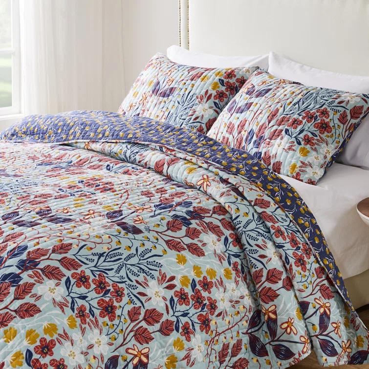 Barefoot Bungalow Koepp Perry Modern Bontanical Reversible Quilt Set