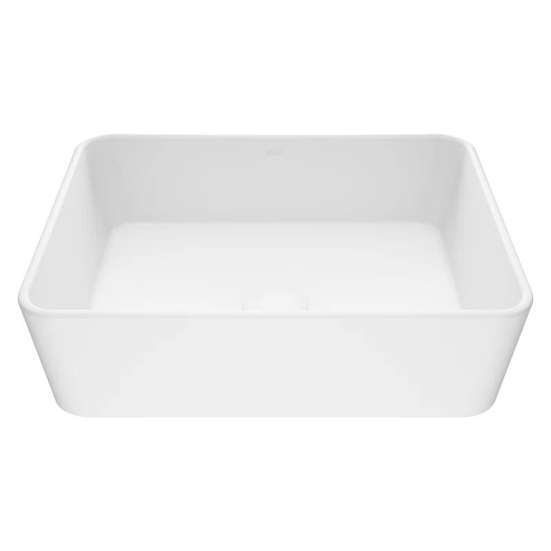 Marigold 18" L x 14" W x 5" H Matte White Handmade Rectangular Vessel Bathroom Sink