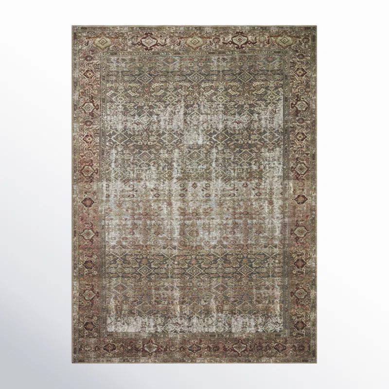 Georgie Oriental Moss/Salmon Area Rug