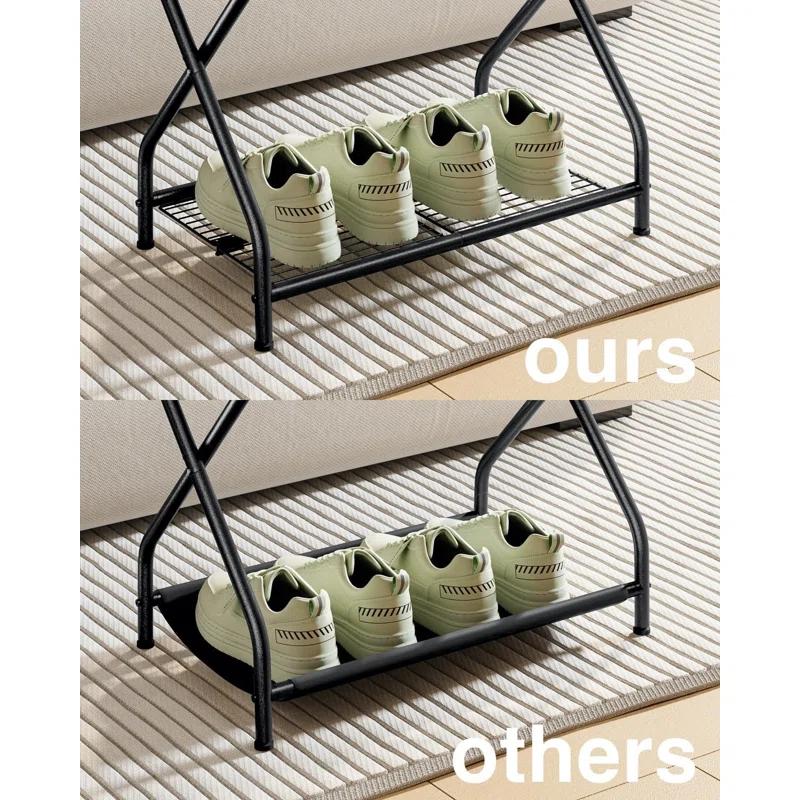 A Home Rack Set Of 2, Foldable Suitcase Stand With Storage Shelf, Metal Luggage Holder For Guest Room, Bedroom