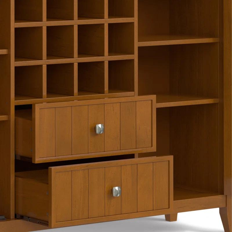 Simpli Home Bedford 54" Wide SOLID WOOD Sideboard Buffet and Wine Rack