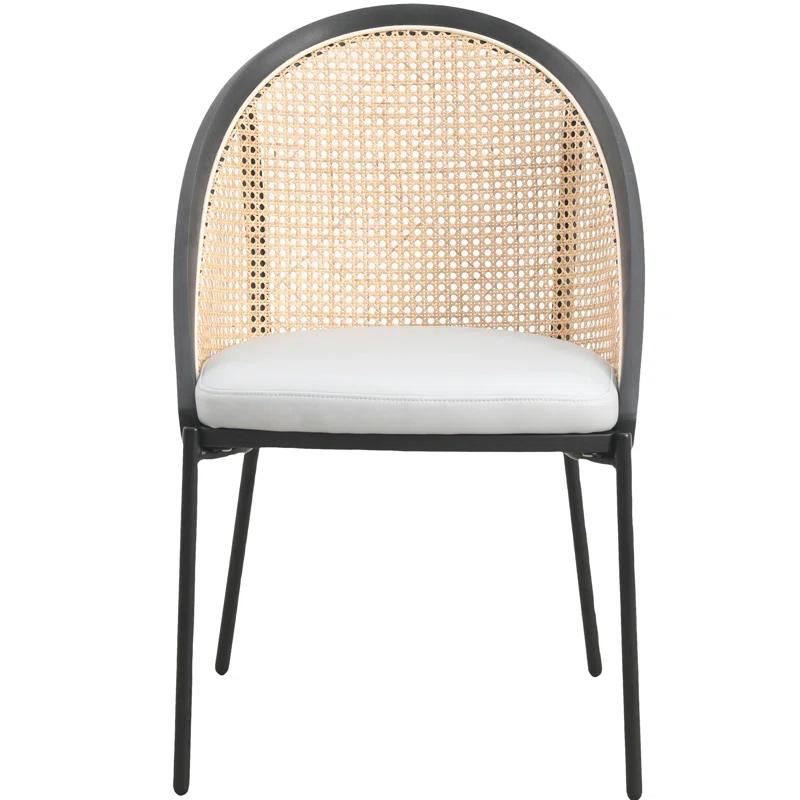 Bayou Breeze Upholstered Dining Chairs With Wicker Back And Stainless Steel Legs, Set Of 4 Caydyn (Set of 4)