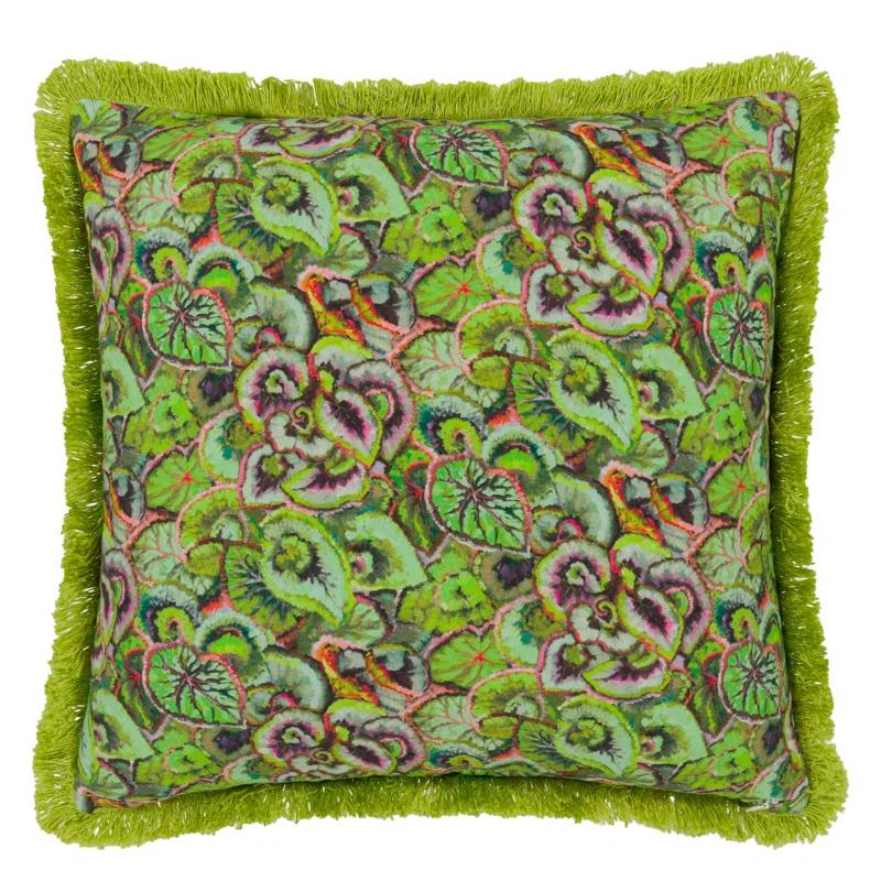 Emerald Green Embroidered Square Decorative Pillow 20 x 20 in
