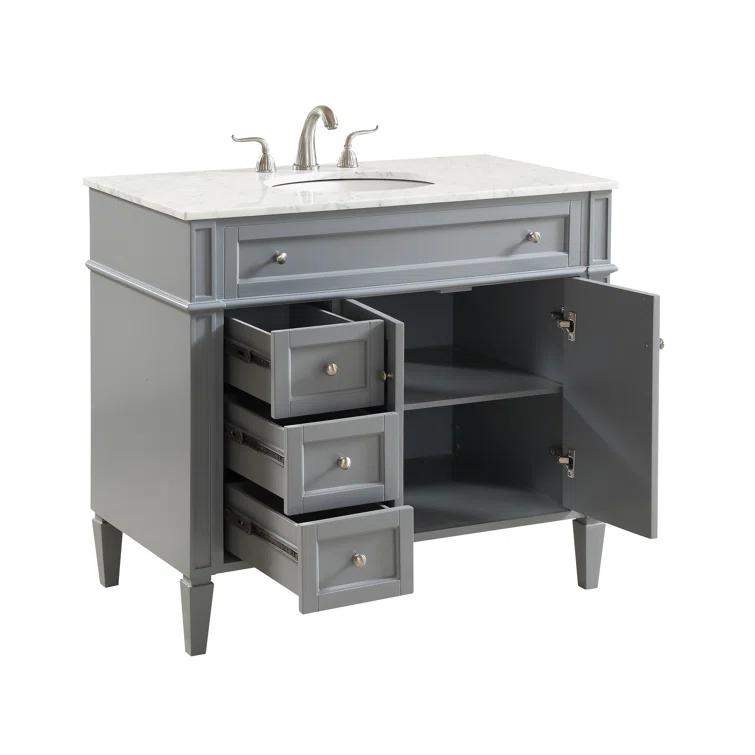 Rivers 40" Free-Standing Single Bathroom Vanity Set with Marble Vanity Top