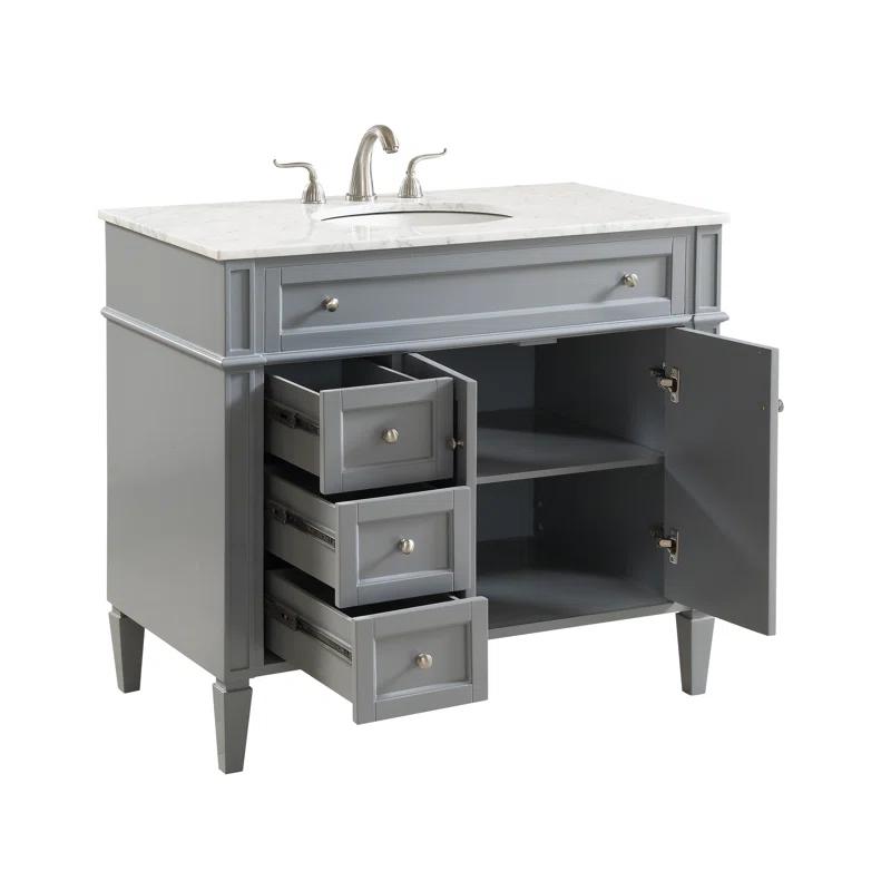 Rivers 40" Free-Standing Single Bathroom Vanity Set with Marble Vanity Top