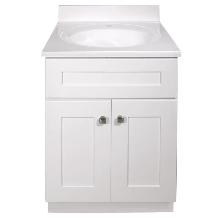 Design House Brookings 25 Inch Bathroom Vanity with Cultured Marble Top, Assembled, Sherwin Williams® Gray – Design House, 215541