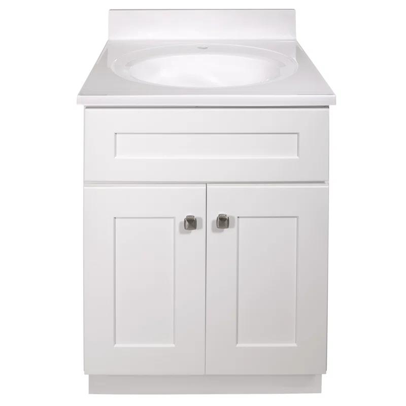 Design House Brookings 25 Inch Bathroom Vanity with Cultured Marble Top, Assembled, Sherwin Williams® Gray – Design House, 215541