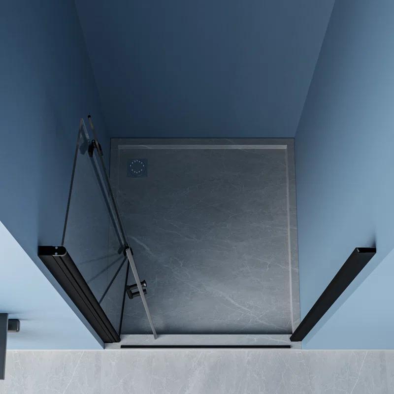 30 in.W x 72 in.H Bifold Frameless Glass Shower Door 1/4 in. Fold Glass Pivot Swing Shower Door