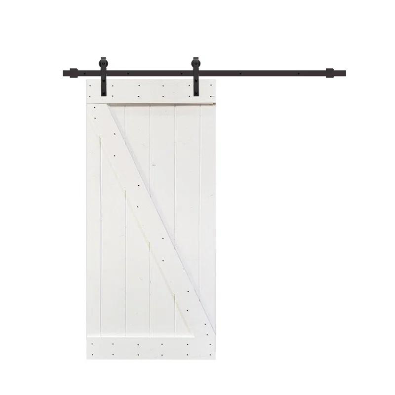TMS 84'' Solid Wood Paneled Painted with Installation Hardware Kit Barn Door