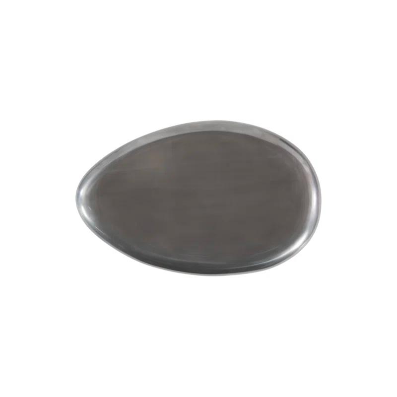 Polished Aluminum River Stone Solid Coffee Table