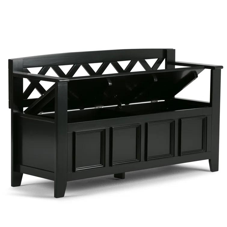 Simpli Home Amherst 48"W Solid Wood Entryway Storage Bench with Lift-Top Lid and Dual Compartments