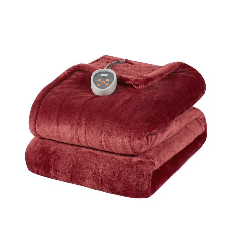 Woolrich Woolrich Heated Plush to Berber Blanket,Garnet,Twin