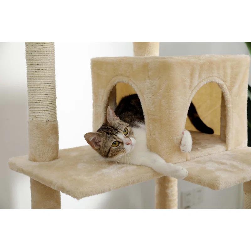 Latitude Run® Indoor Multi-Level Tall Cat Tower With Large Hammock, Scratching Posts, Cozy Condo And Top Perch