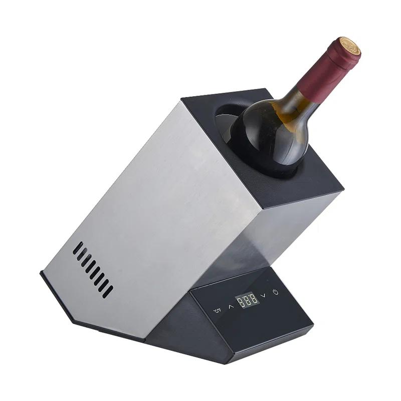 Equator Advanced Appliances Equator 110V/12V Portable Electric Wine Chiller for Red, White, Champagne, and Water Bottles, 750mL Single Bottle Cooler, Stainless Body, Rechargeable, 24h Cold, Ideal for Parties & Gifts