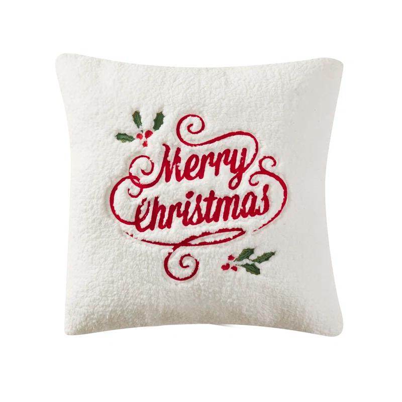 Five Queens Court Merry Christmas Holly Pillow 20" Square Decorative Throw Pillow