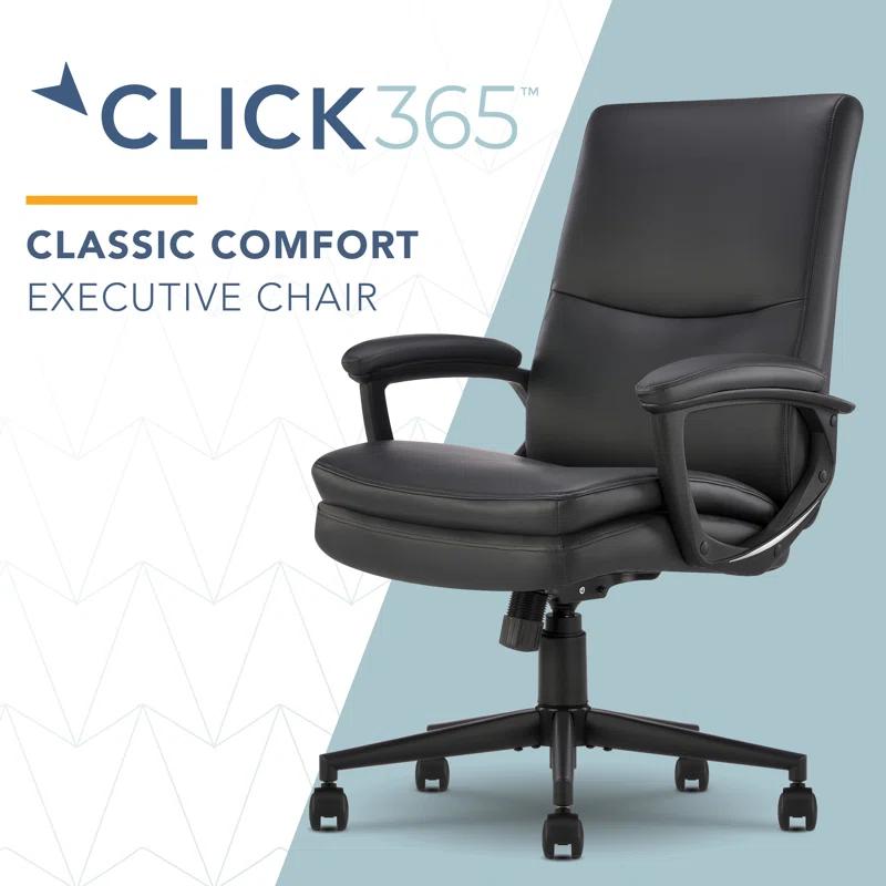 CLICK365 Click365 Classic Comfort Executive Office Chair, Ergonomic Mid-Back, Double-Layer Seat Cushion