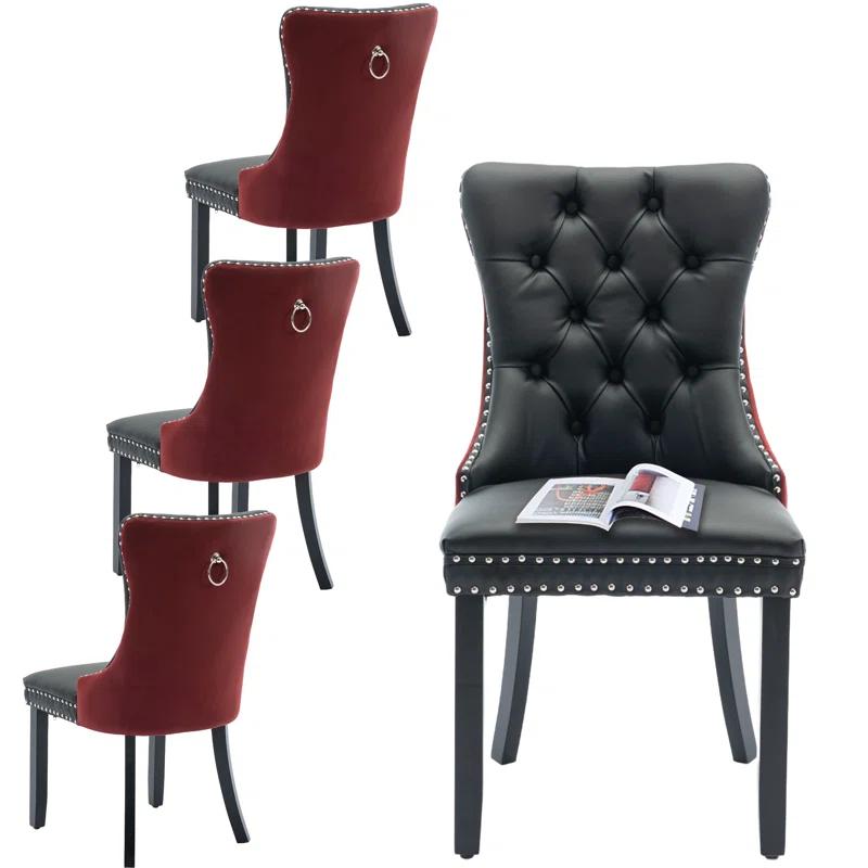 Rosdorf Park High-end Tufted Velvet Upholstered Nailhead Dining Chair