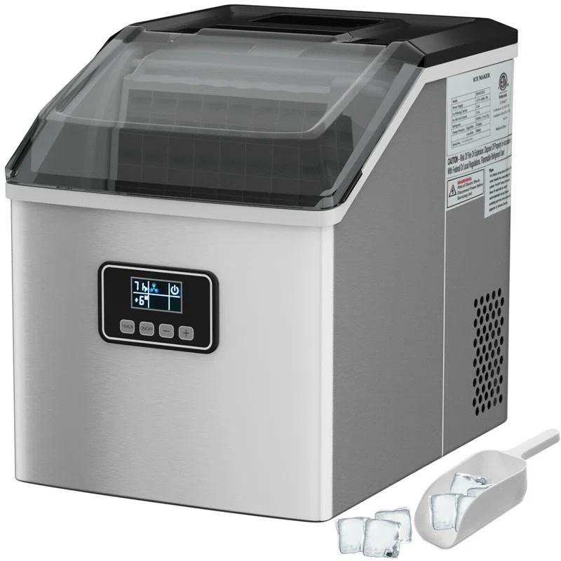 Calorful 48 Lbs Stainless Self-Clean Ice Maker With LCD Display