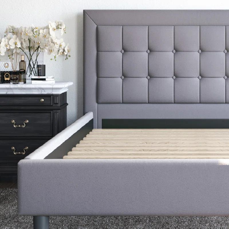 DeCoro Home DeCoro Mornington Upholstered Platform Bed Frame and Headboard