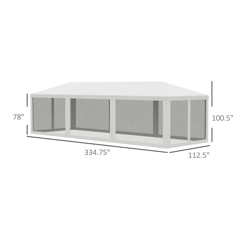 Tryimagine Outsunny 10' X 28' Party Tent Canopy, Outdoor Event Shelter Gazebo With 8 Removable Mesh Sidewalls, Zipper Doors, Steel Frame