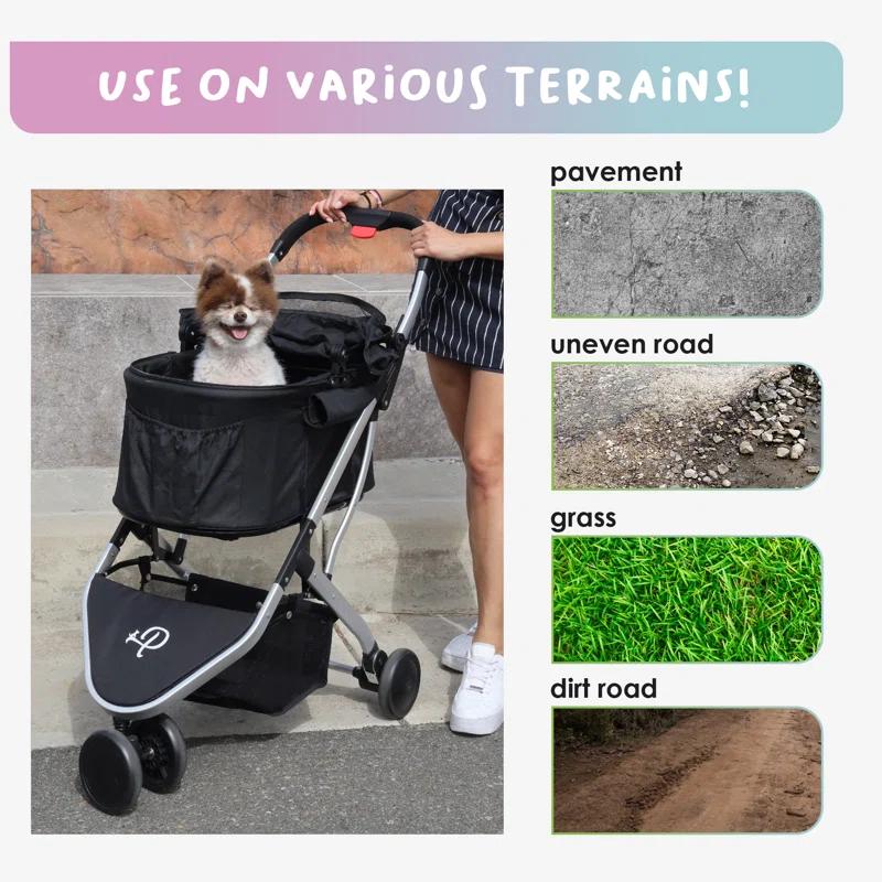 Petique 3-in-1 Newport Pet Stroller (Travel Carrier + Car Seat + Stroller)