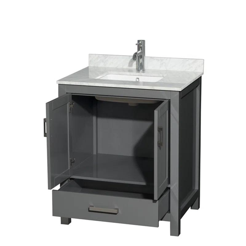 Wyndham Collection Sheffield 30" Freestanding Single Bathroom Vanity with Marble Top