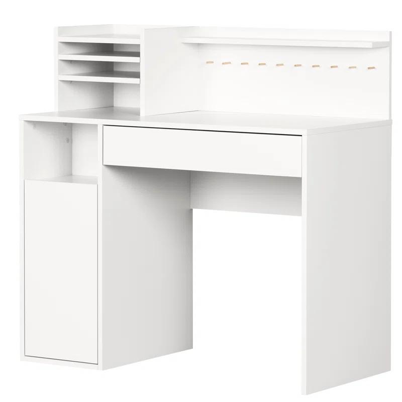 Crea Craft Table with Hutch Pure White
