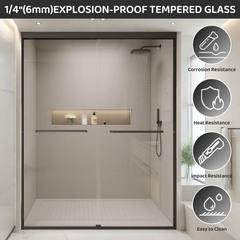 EASTANA Semi-frameless bypass bathroom sliding door AADSH6269LL