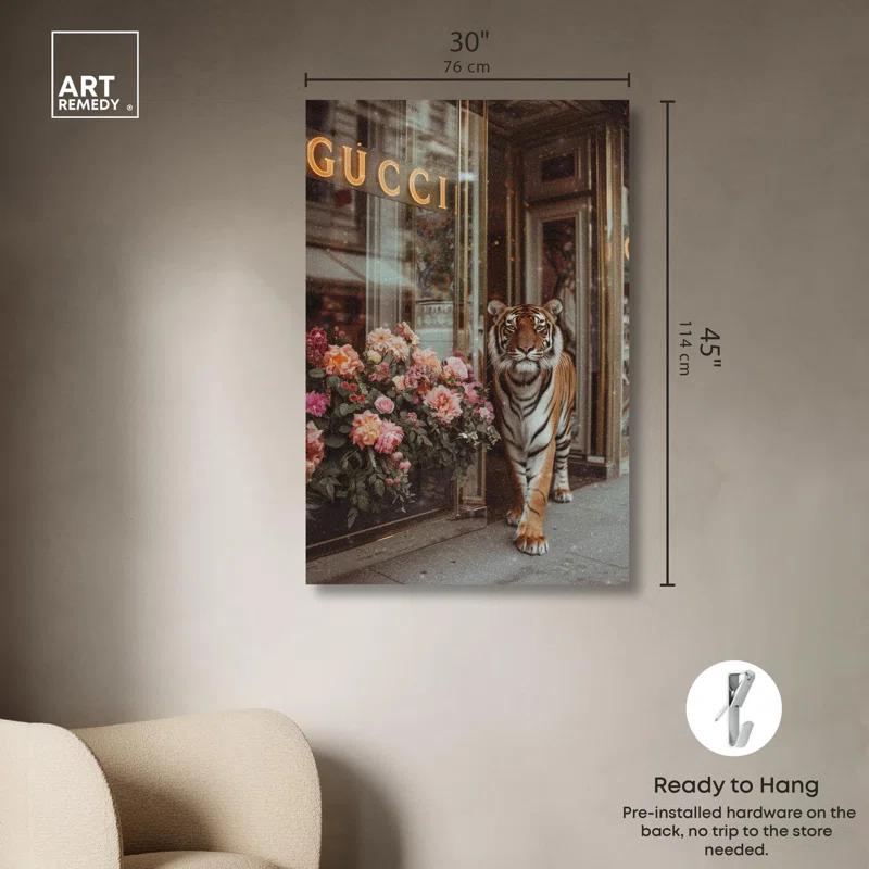 Art Remedy Tiger at the Store Canvas Fashion Designer Wall Art by Art Remedy