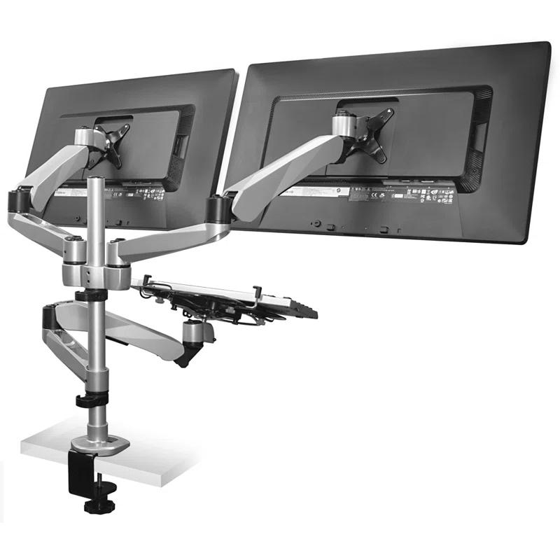 Mount-It Full Motion Monitor & Laptop Desk Stand Fits Up To 27 Inch Monitors & 17 Inch Notebooks