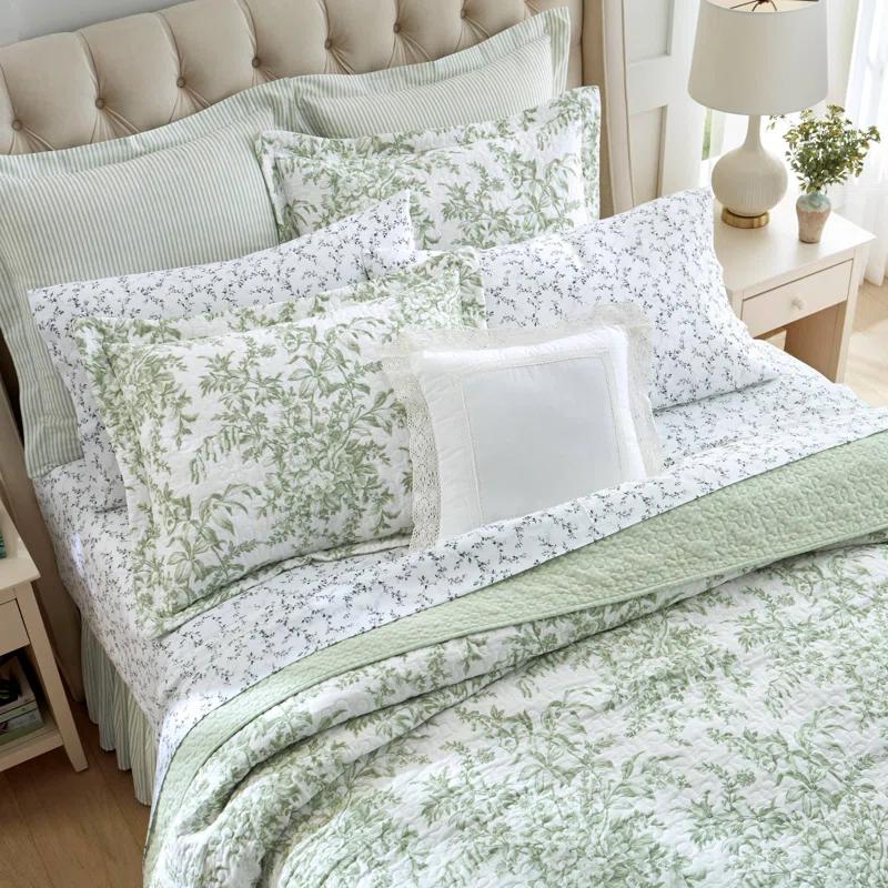 Laura Ashley Bedford Pink Cotton Reversible Quilt Set