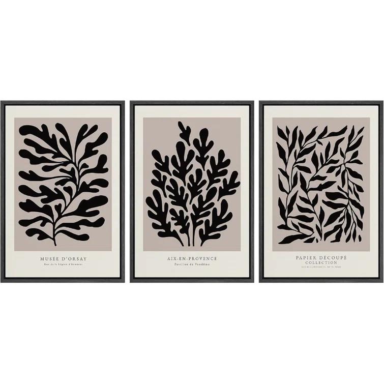SIGNLEADER " Papier Decoupe Collection French Retro Art Decor Flower Plants " by Henri Matisse 3 - Pieces