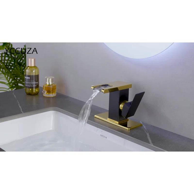 YCCUZA Y217H-BG Single Hole Faucet Single-handle LED Bathroom Vessel Sink Faucet with Drain Assembly