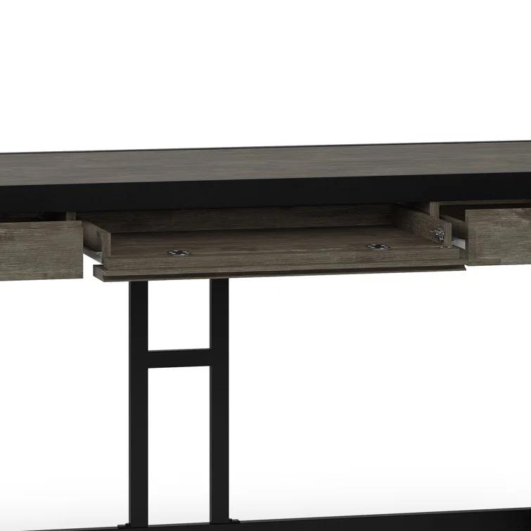 Simpli Home Erina Solid Acacia Wood Desk, Industrial Style with Keyboard Tray and 2 Drawers & Reviews | Wayfair